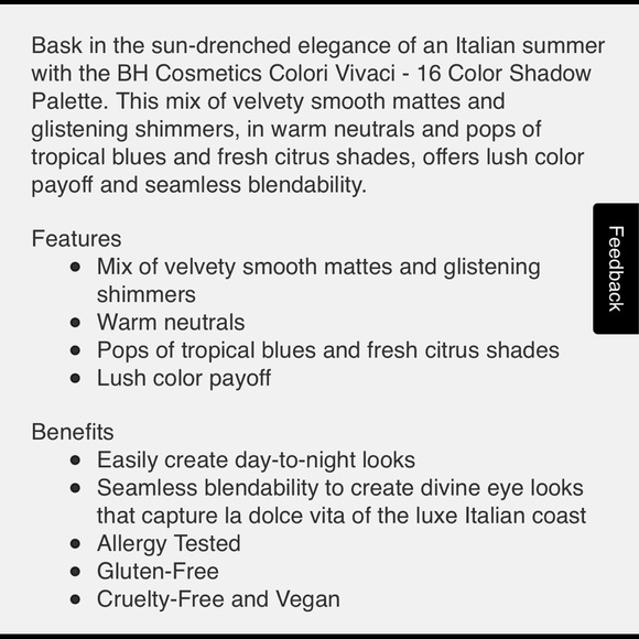 NIB - BH COSMETICS - COLORI VIVACI - 16 Color Eye Shadow Palette - Picture 15 of 15